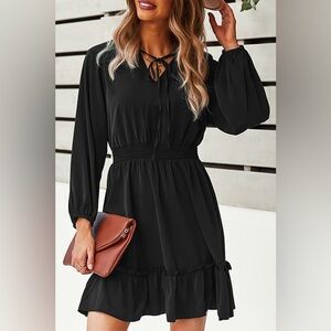 Solid Shirred Waist Dress